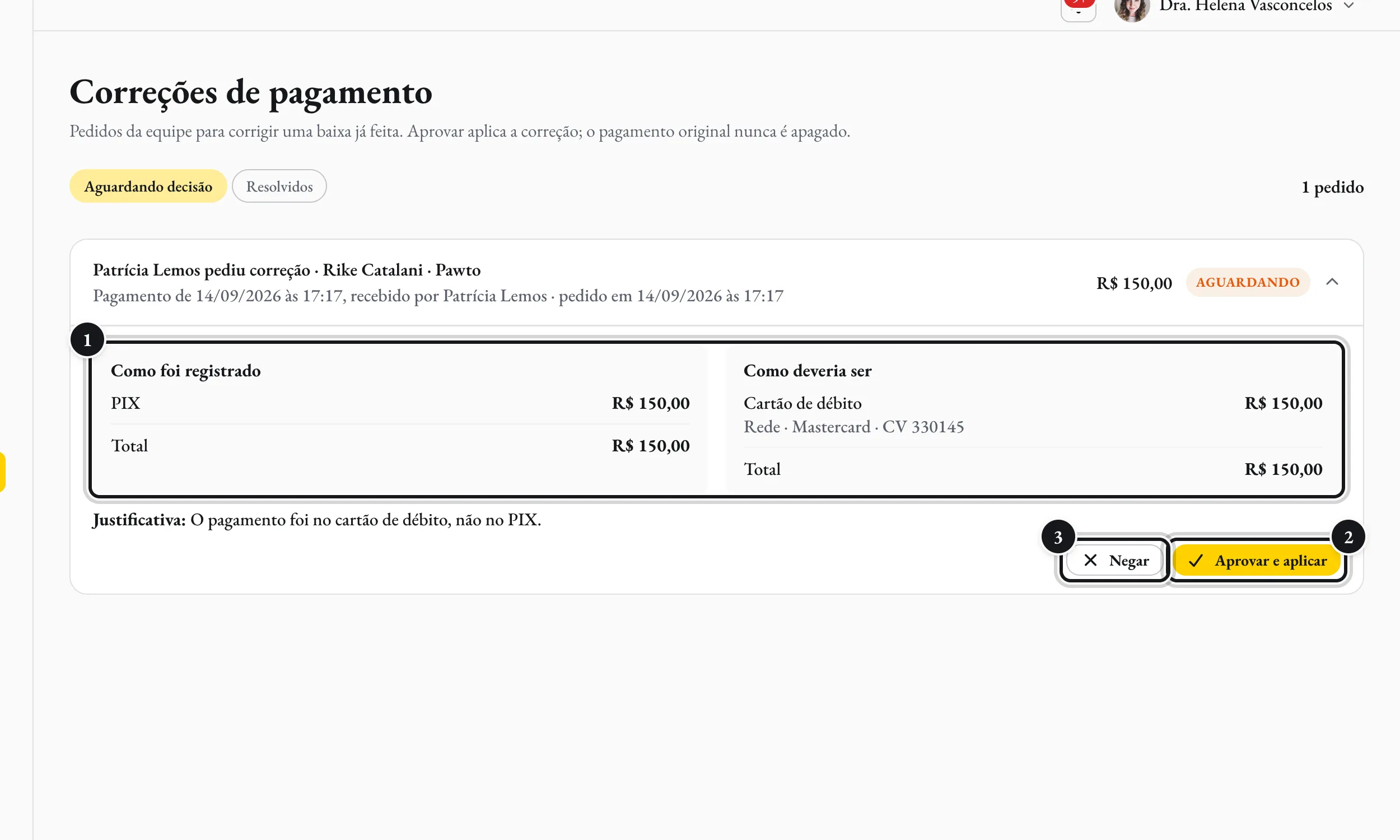 Revise o pedido e decida